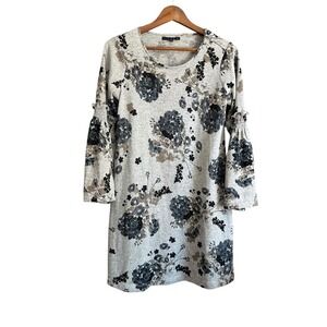 Tiana B Floral Print Knit Dress Women's Smocked‎ Ruffle Sleeve Casual Comfy